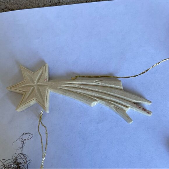 Bundle of 4 European Glass, Metal and Wood Handmade Christmas Ornaments - Picture 6 of 13